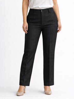 Mantles Herringbone Dress Pants Black Tailored Work Trousers Size 14 NWT